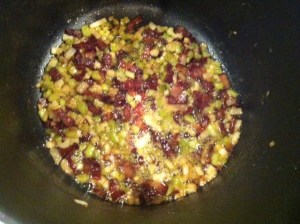 bacon, veggies and butter